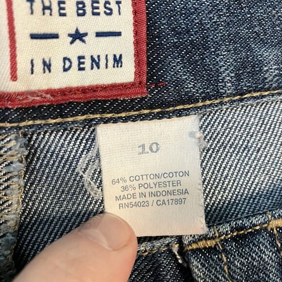 Vintage Old Navy Jeans Womens 10 Low Rise Patchwork 2000s 2001 Y2K Blue Flared - Picture 5 of 9